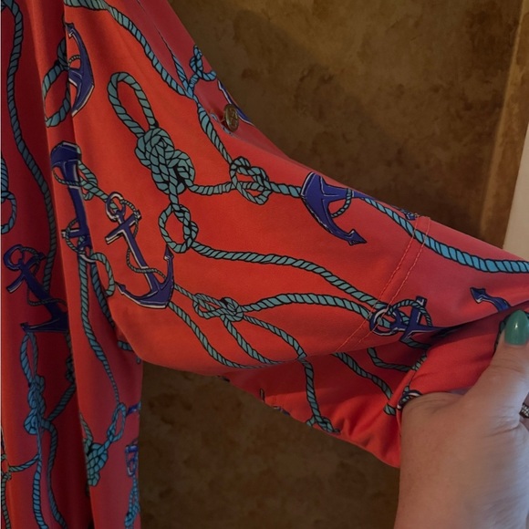 Tracy Negoshian Anchor Orange and Blue Mini Dress - Picture 4 of 6